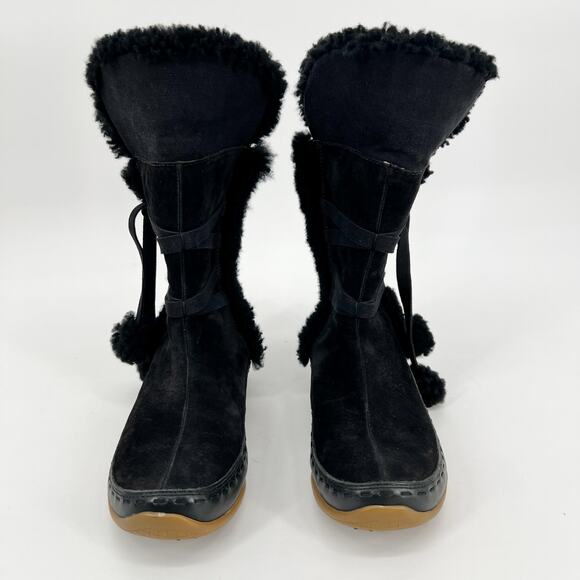 The North Face PrimaLoft 200 gram Fill Boots Womens 7 Black Suede Leather Sherpa - Picture 3 of 11